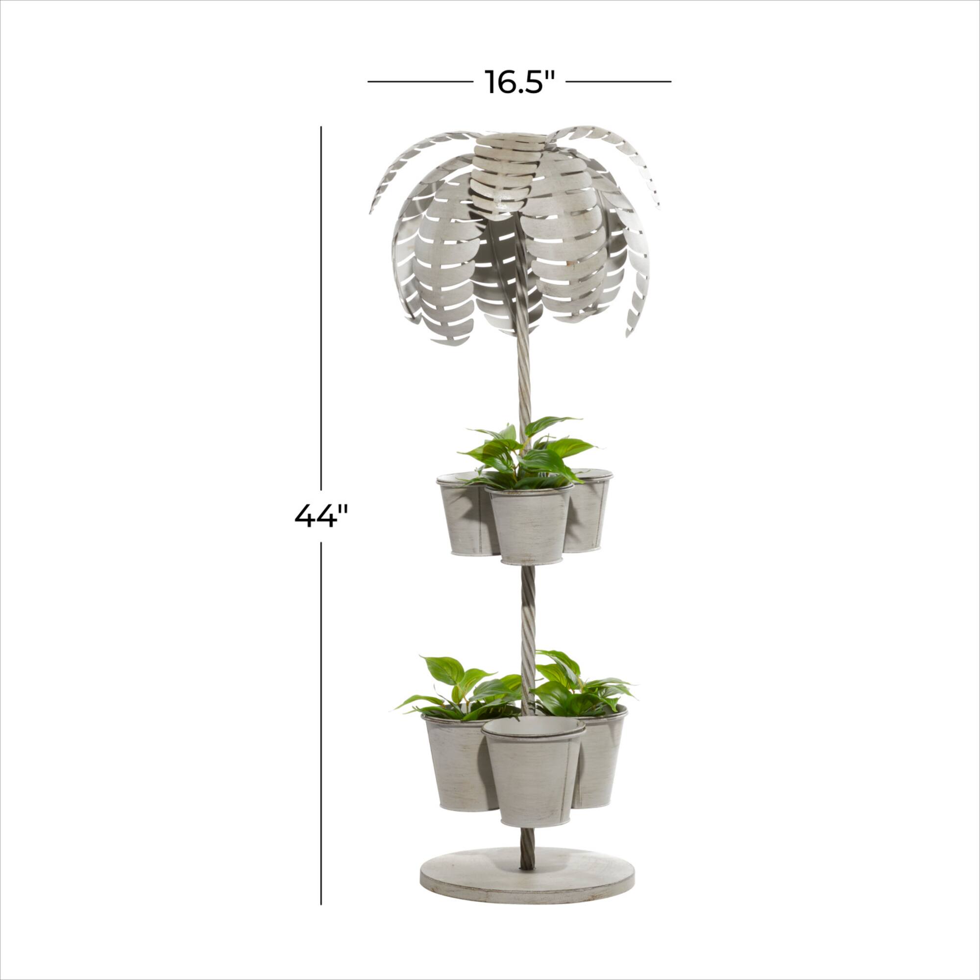 Gray Metal Contemporary 6-Pot Planter
